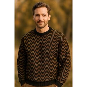 Vtg Tundra Canada Sweater Mens Medium Green Plush  Cosby 3D Knit Cotton Heritage